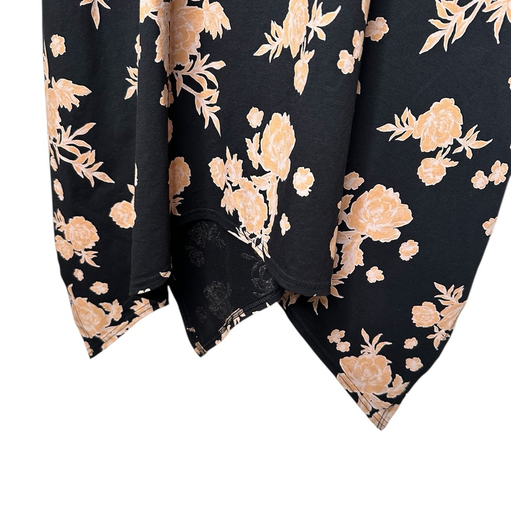 Pact Twilight Floral Fit & Flare Midi Dress Handkerchief Hem Size Large Black - Picture 4 of 10